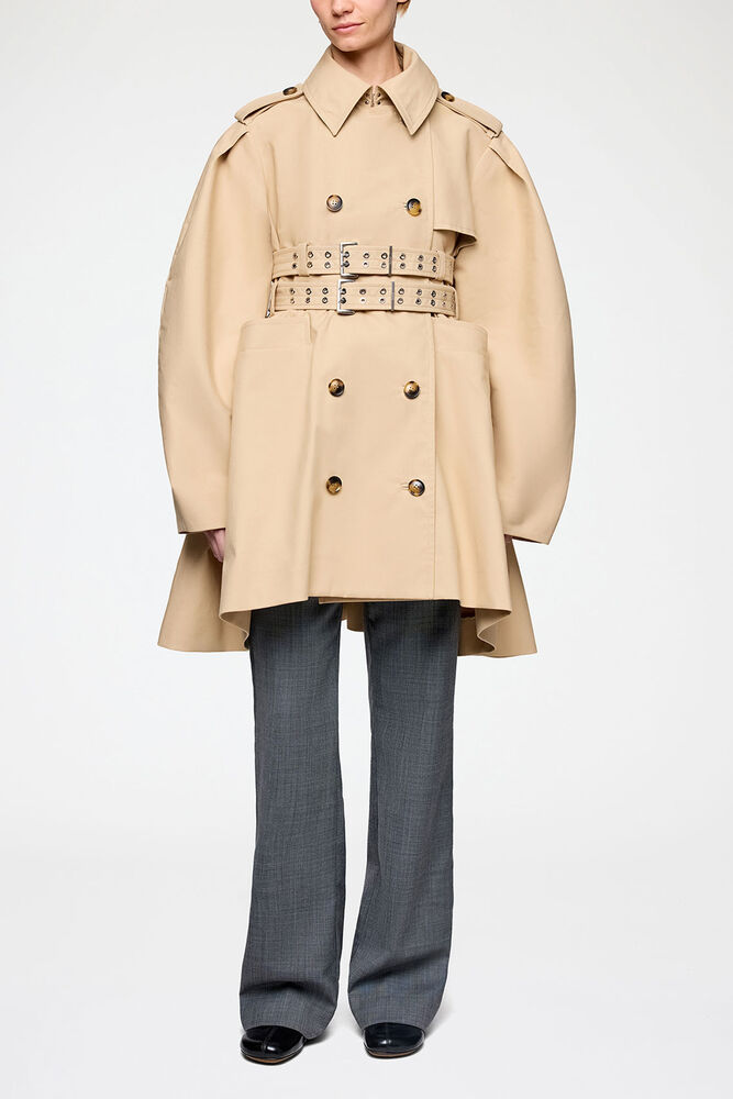 Trench Coat in Double Cotton, Warm Sand