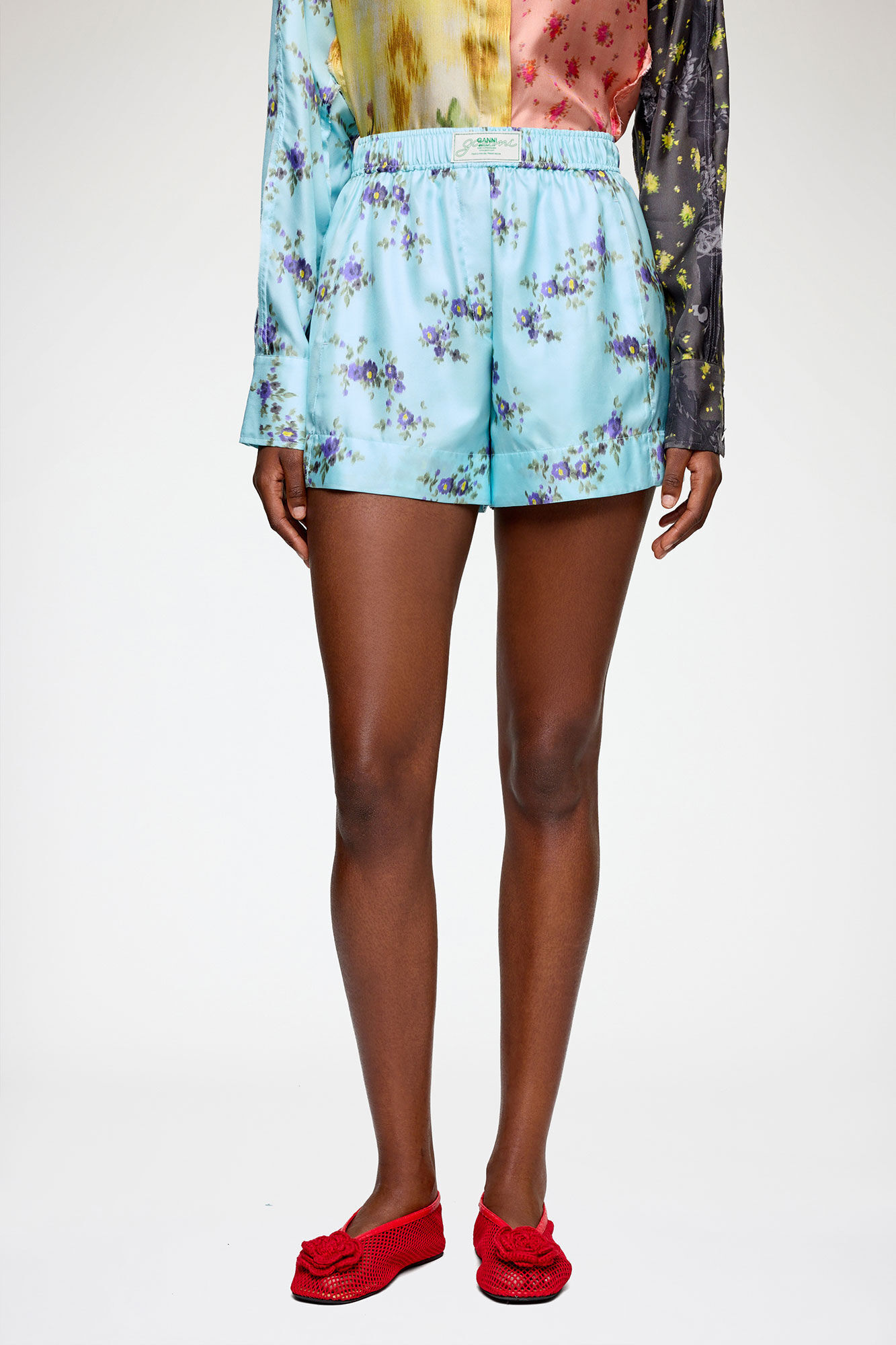 Blue GANNI Shorts – Denim, Leather & Leopard Prints | GANNI
