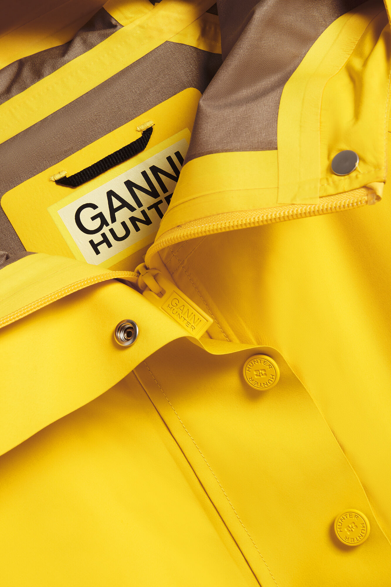 Poncho in 10K Waterproof Shell, Recycled Polyester, in colour Lemon - 4 - GANNI