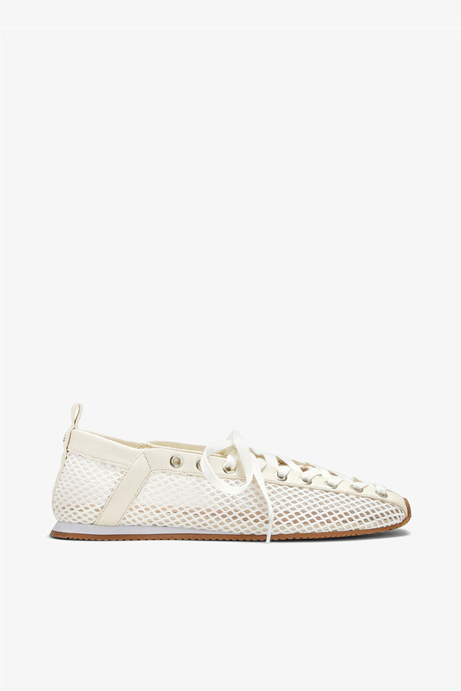 Sporty Ballerina in White Mesh, Egret