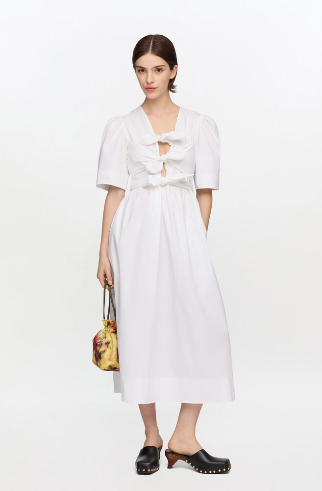 Weißes Kleid aus Stretch-Baumwolle, Bright White