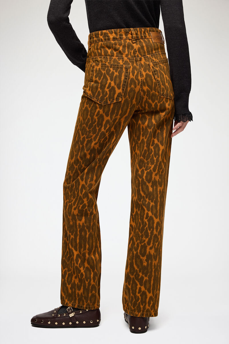 Faltenjeans in Leopard-Denim, Organic Cotton, in colour Autumn Maple - 3 - GANNI