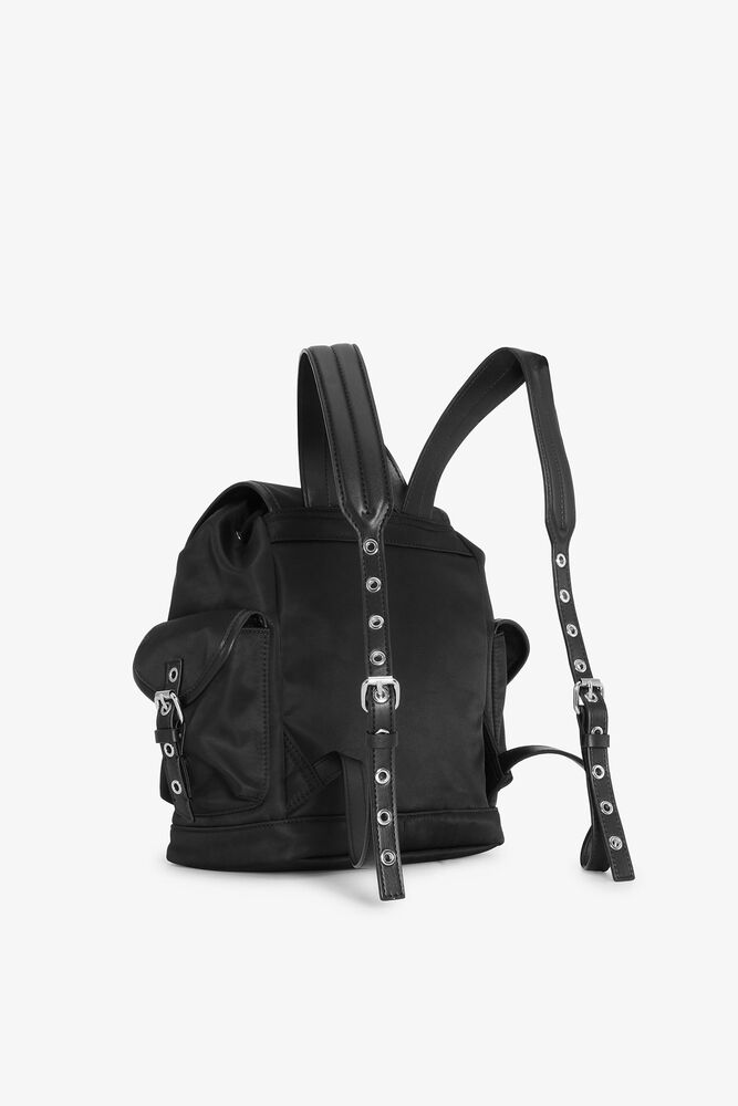 Black Small Bucky Nylon Backpack, Black