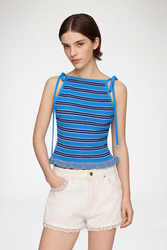 Top in Striped Pointelle, Marina