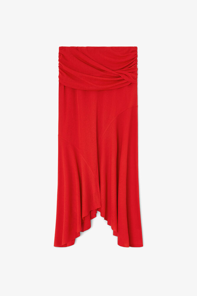 Long Skirt in Red Marl Mesh, Goji Berry