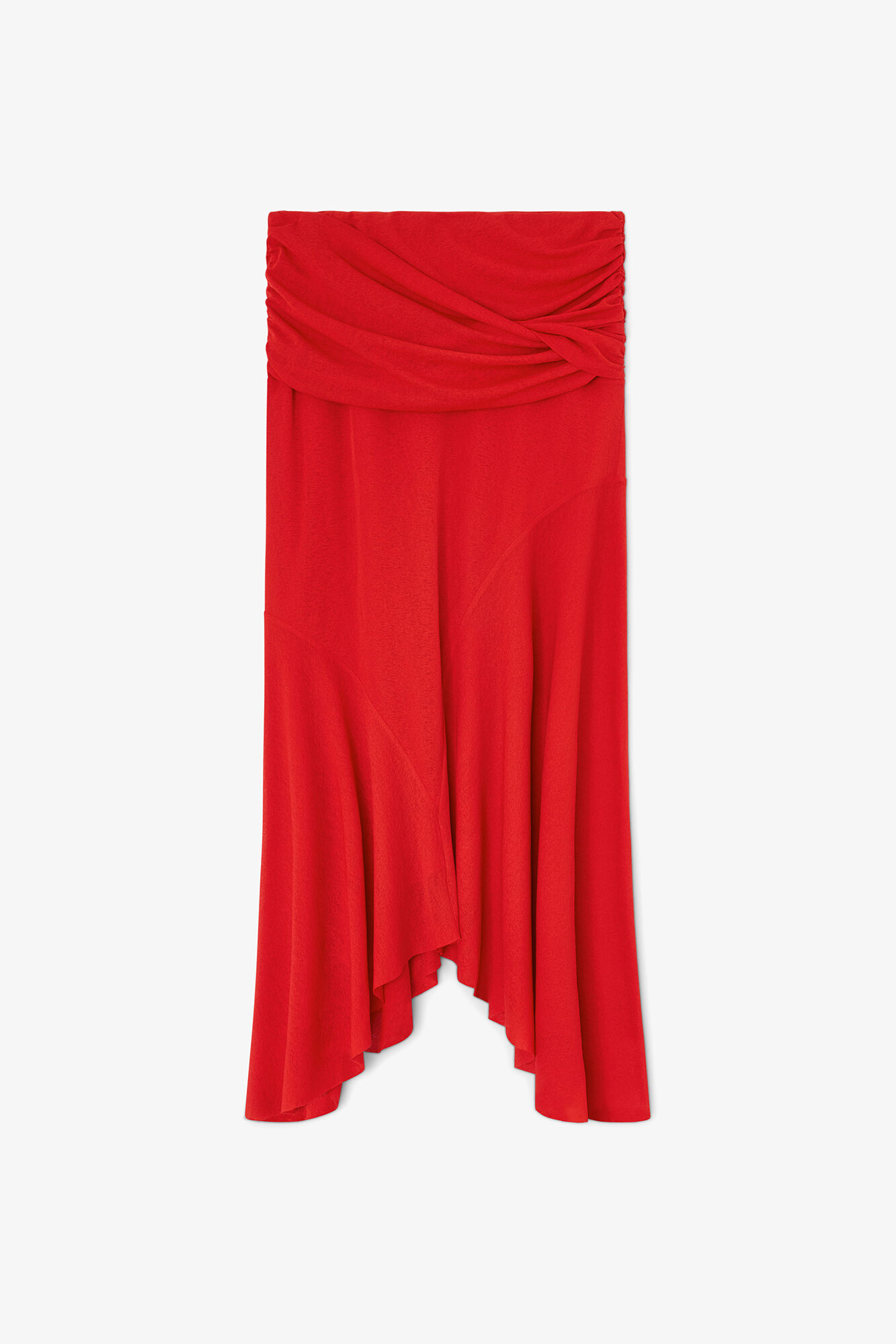 Lång kjol i röd marmoreringsmönstrad mesh, Recycled Polyester, in colour Goji Berry - 1 - GANNI