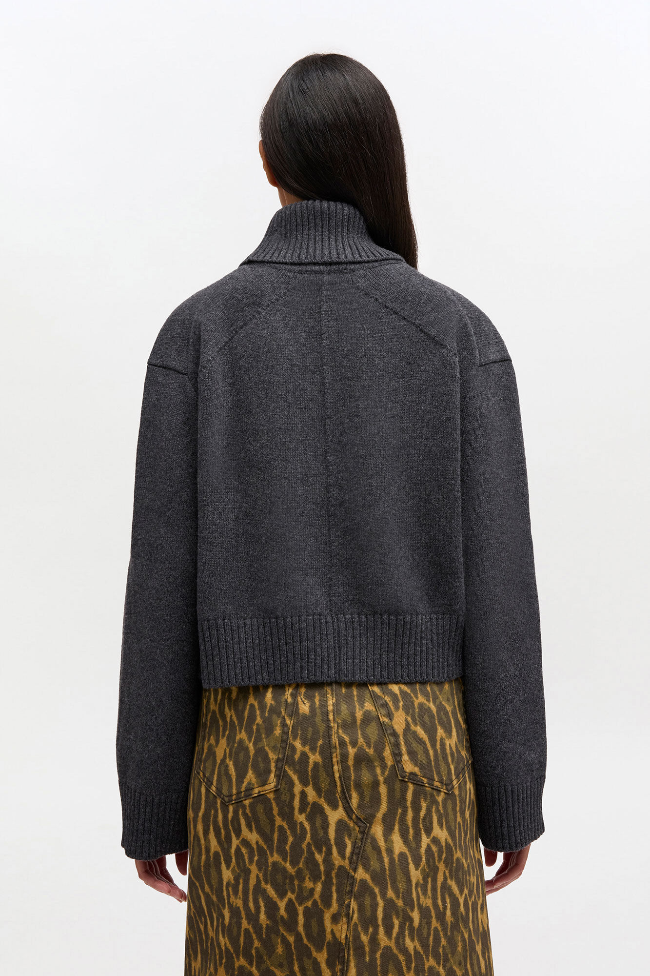 Wool Turtleneck Jumper, Wool, in colour Phantom - 2 - GANNI