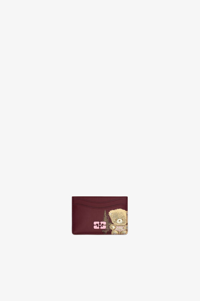 Bou Card Holder with Forest Teddy, Burgundy
