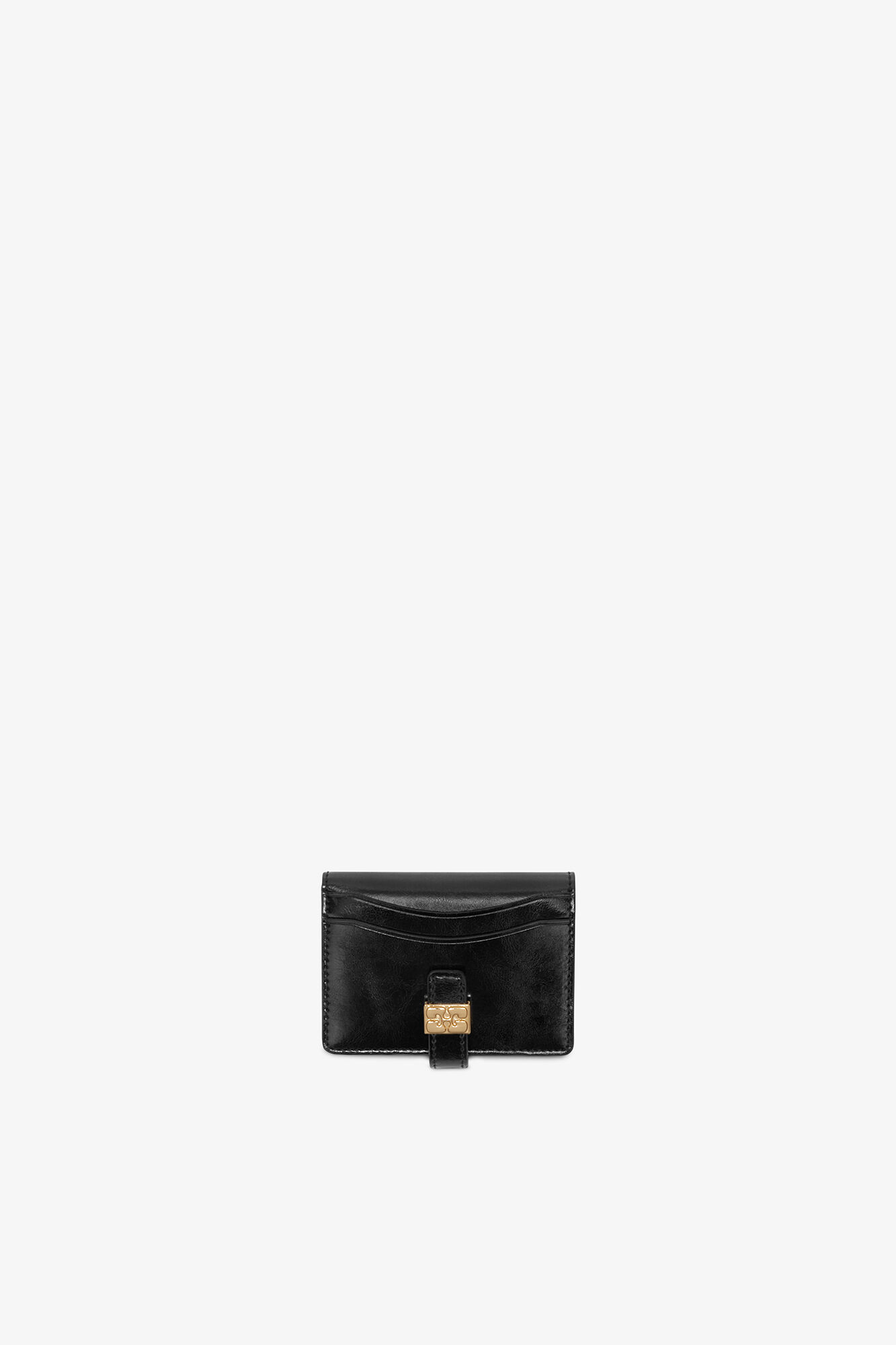 Sue Slim kortholder i sort, Recycled Leather, in colour Black - 1 - GANNI