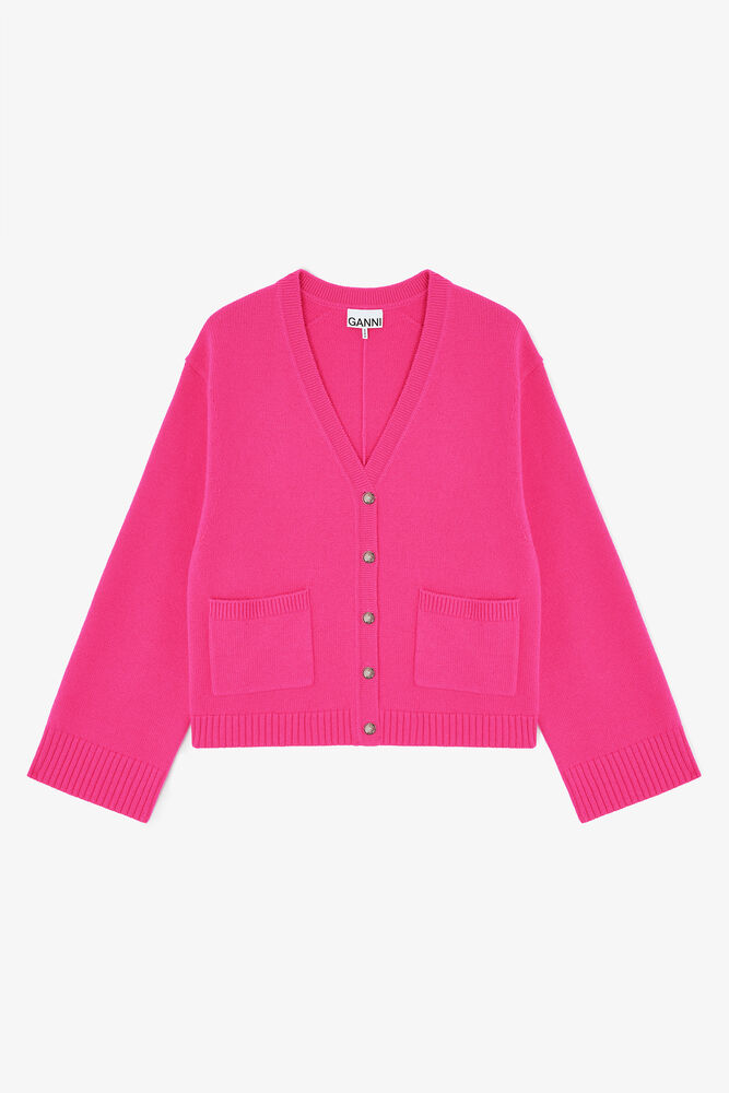 Cardigan in Wool, Fuchsia Purple