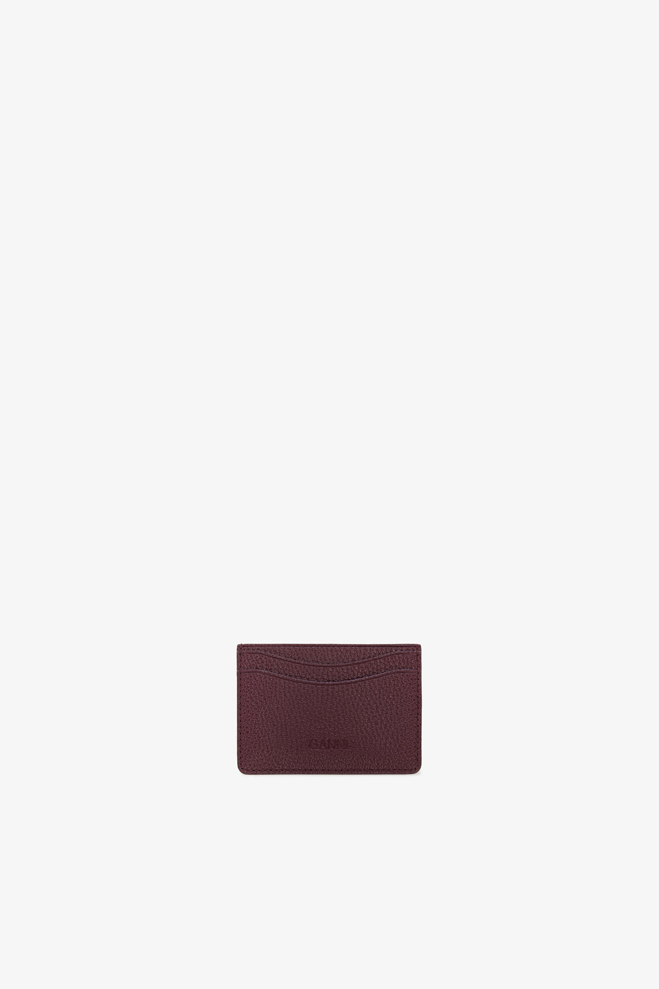 Bou Card Holder in Grained Burgundy, Polyurethane, in colour Port Royale - 2 - GANNI