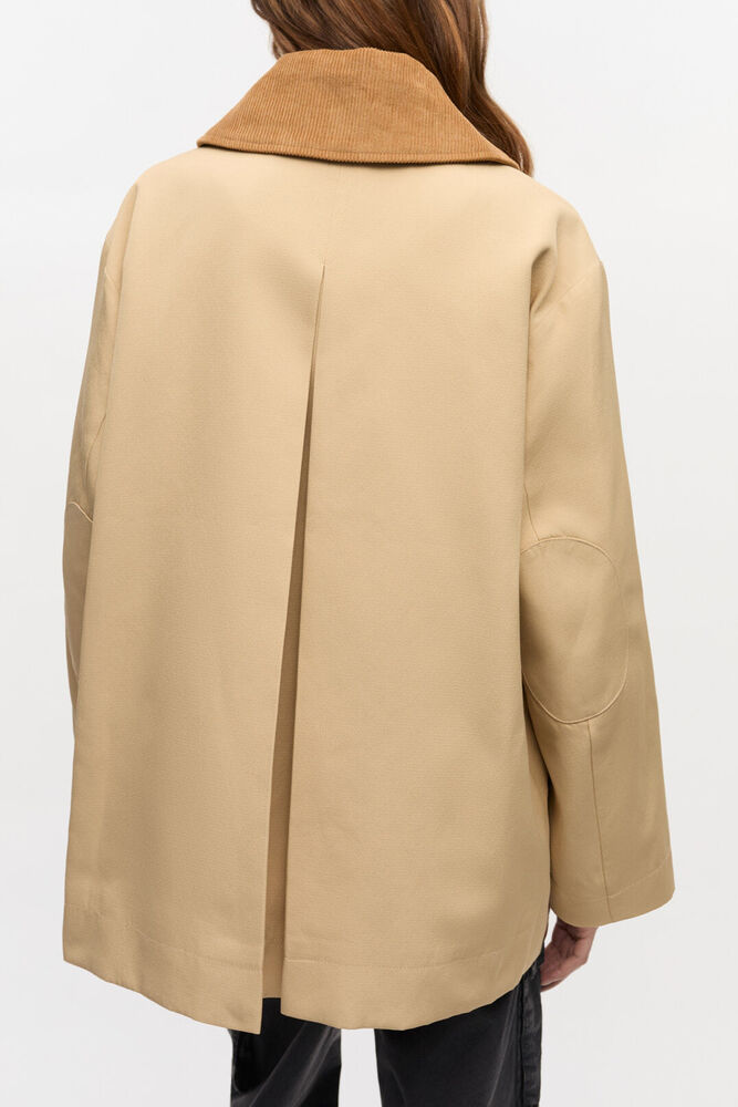Camel Twill Midi Jacket, Pale Khaki