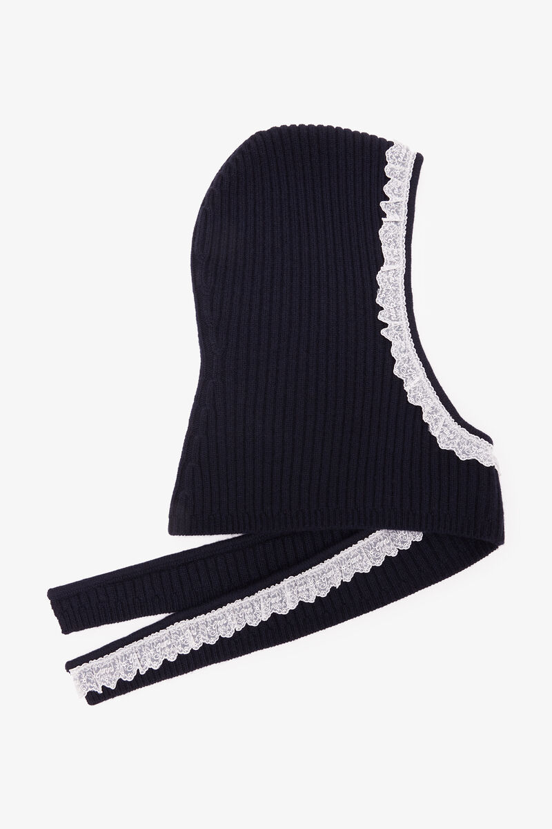 Balaclava in Blue Wool, Wool, in colour Sky Captain - 1 - GANNI