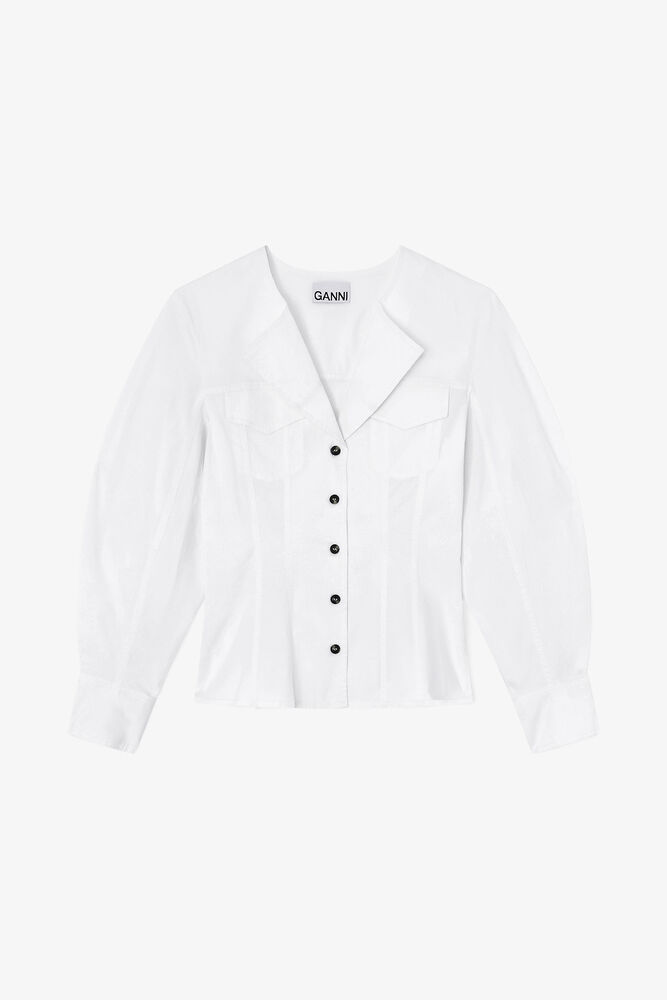 Shirt in White Cotton, Bright White