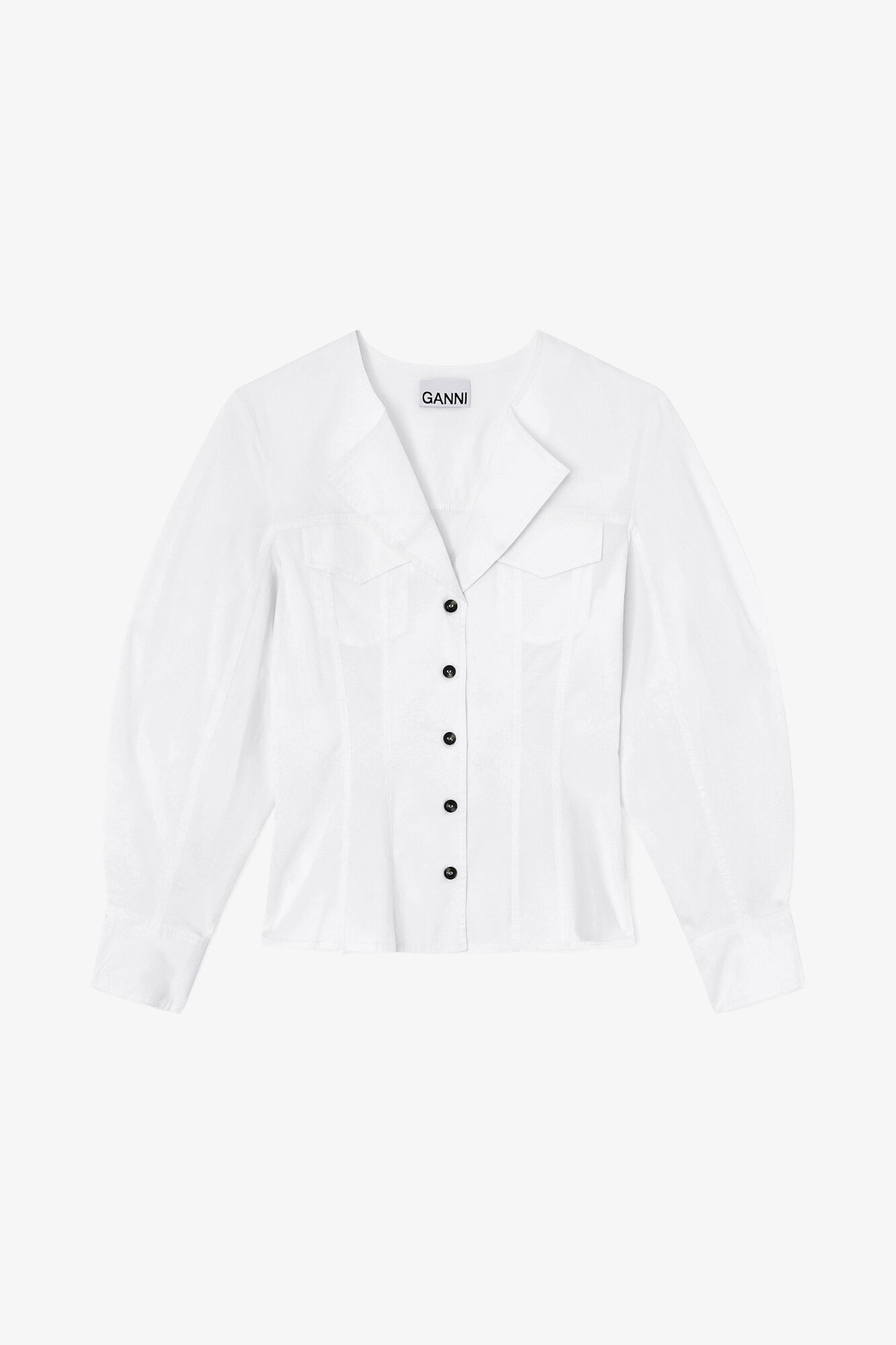 Shirt in White Cotton, Organic Cotton, in colour Bright White - 1 - GANNI