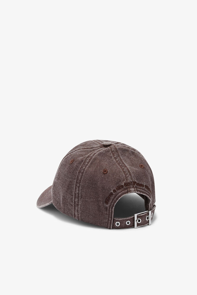 Cap in Washed Cotton Canvas, Chocolate Plum