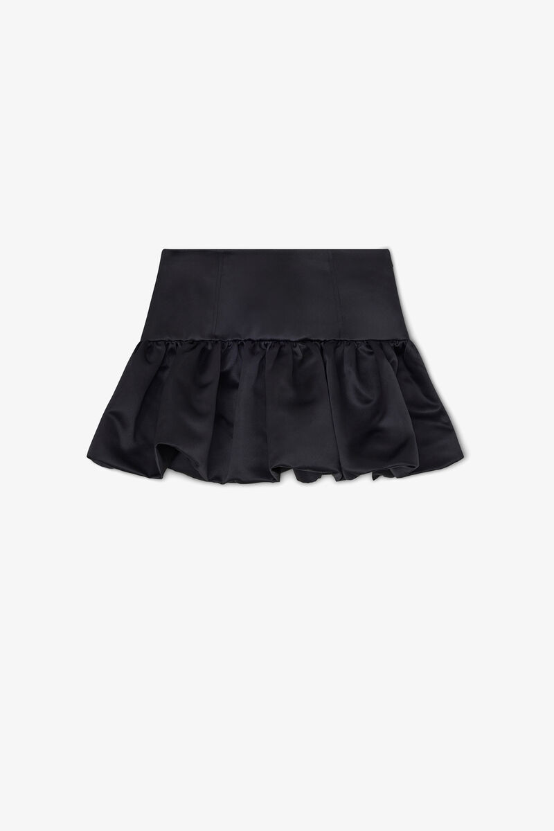 Jupe en satin noir, Recycled Polyester, in colour Black - 1 - GANNI