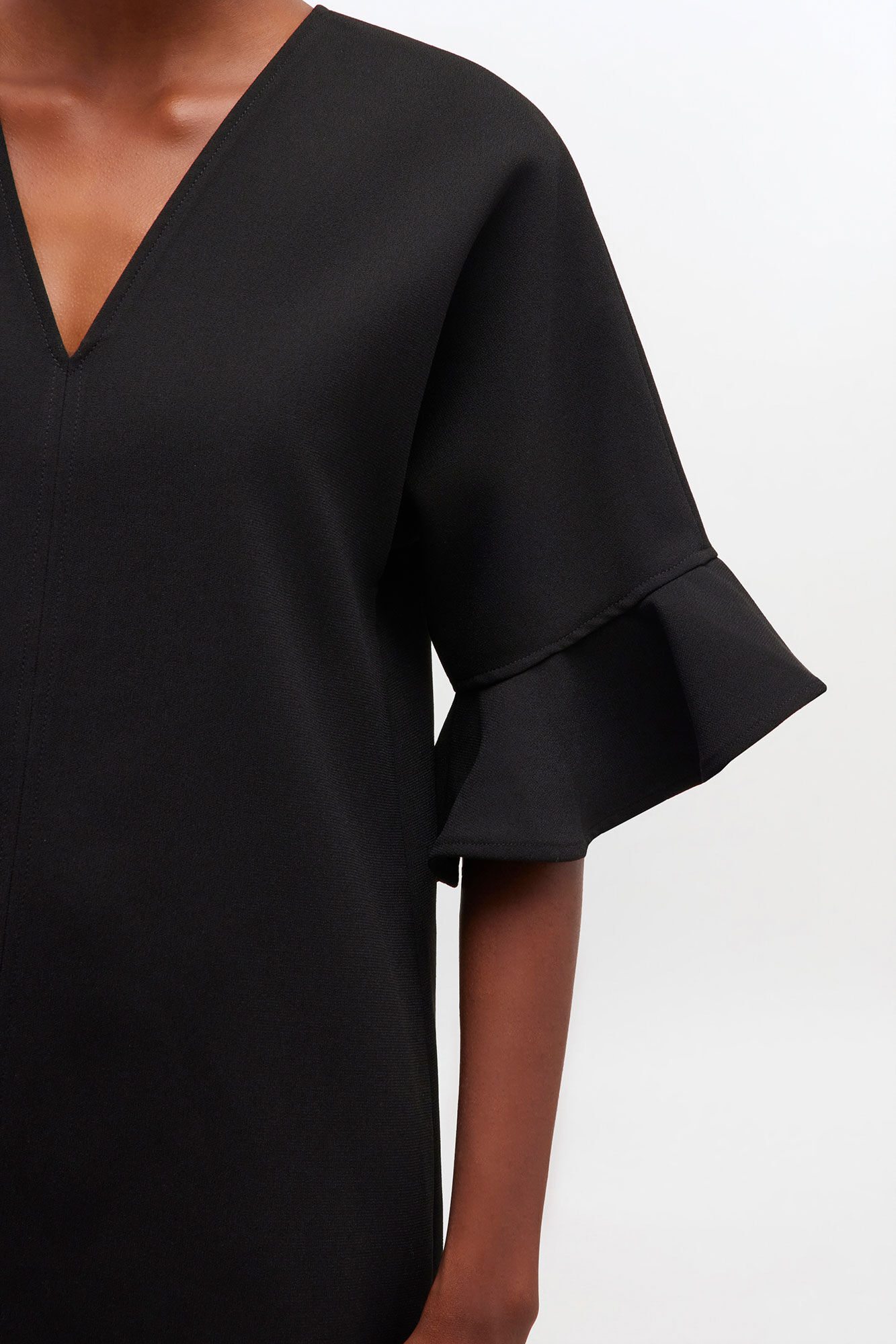 Black Mini Ruffle Dress, Recycled Polyester, in colour Black - 3 - GANNI