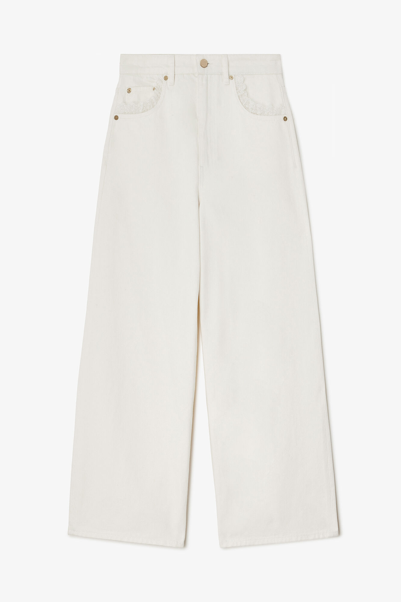 Lari Straight Jeans in White Denim, Organic Cotton, in colour Bright White - 1 - GANNI