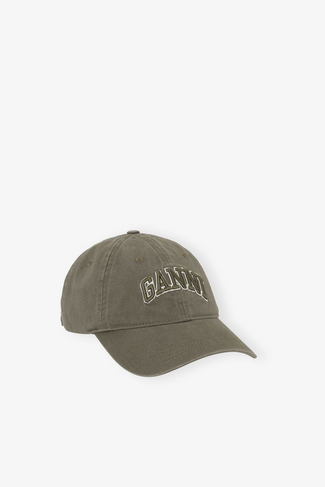 Casquette en toile verte, Organic Cotton, in colour Kalamata - 1 - GANNI