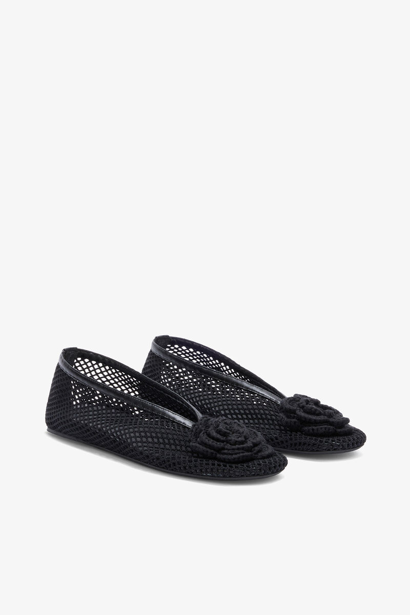 Jenny Ballerina in Black Mesh, Recycled Polyester, in colour Black - 2 - GANNI