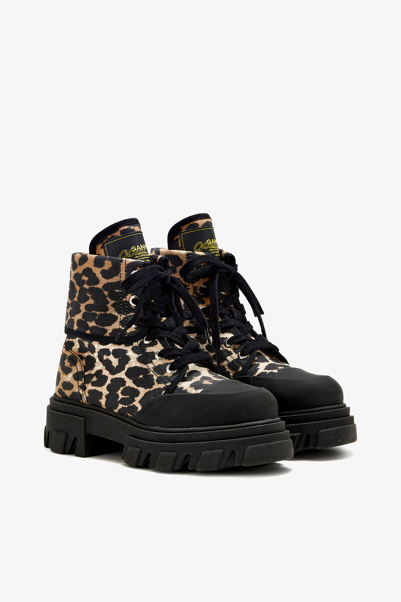 Trail Boots in Leopard Denim, Organic Cotton, in colour Almond Milk - 2 - GANNI