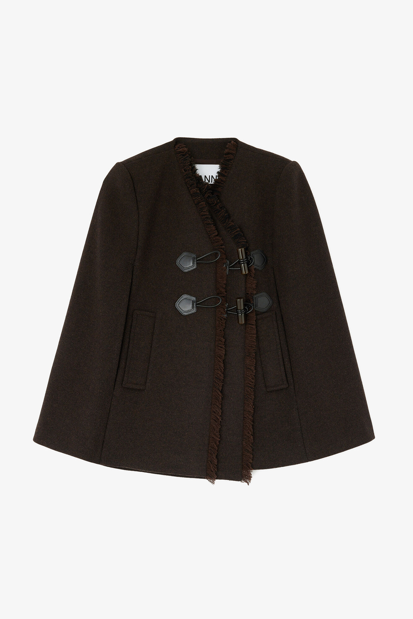 Cape in Brown Wool, Wool, in colour Demitasse - 1 - GANNI