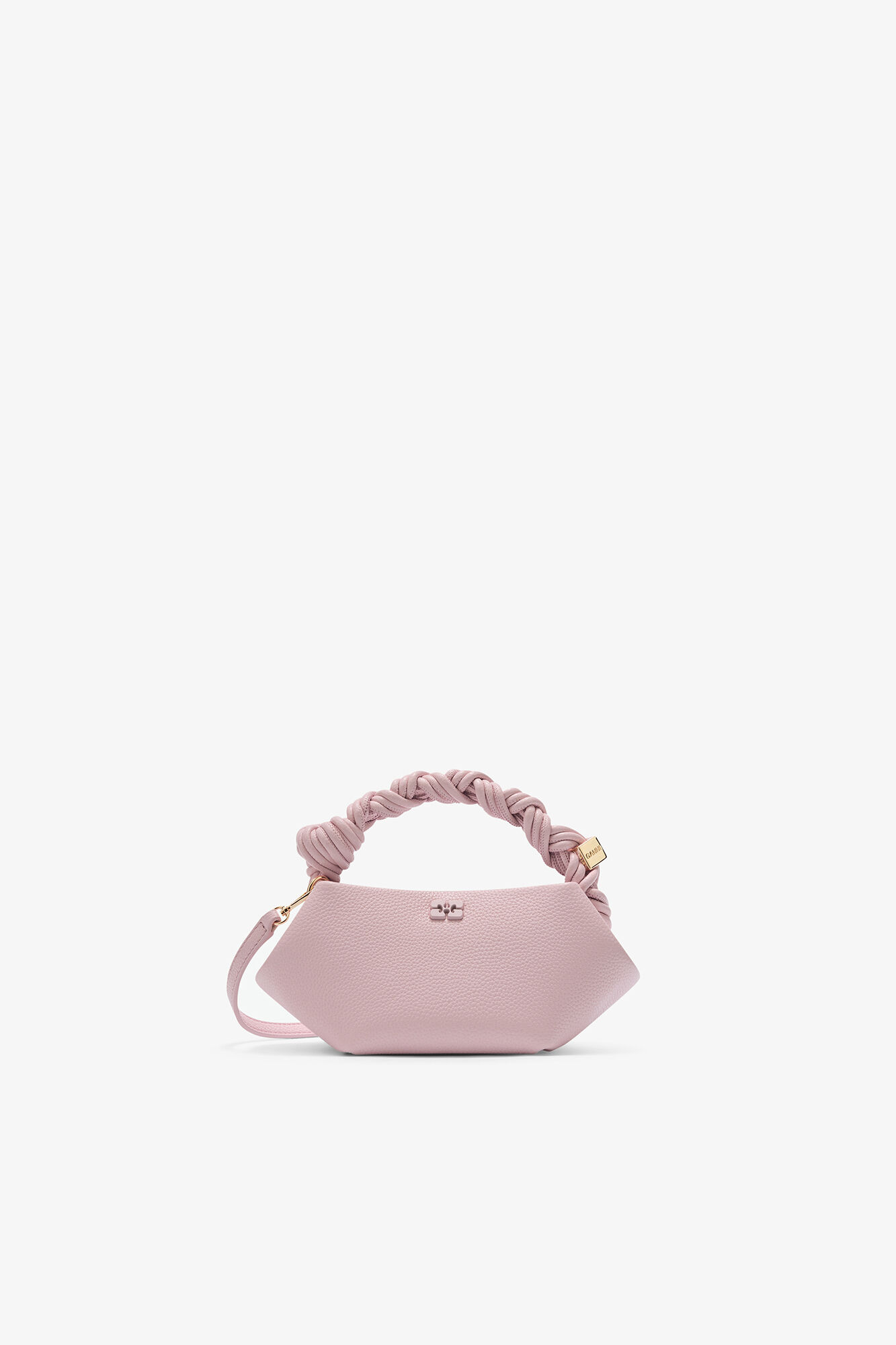Mini Bou Bag in Grained, Recycled Polyester, in colour Chalk Pink - 1 - GANNI