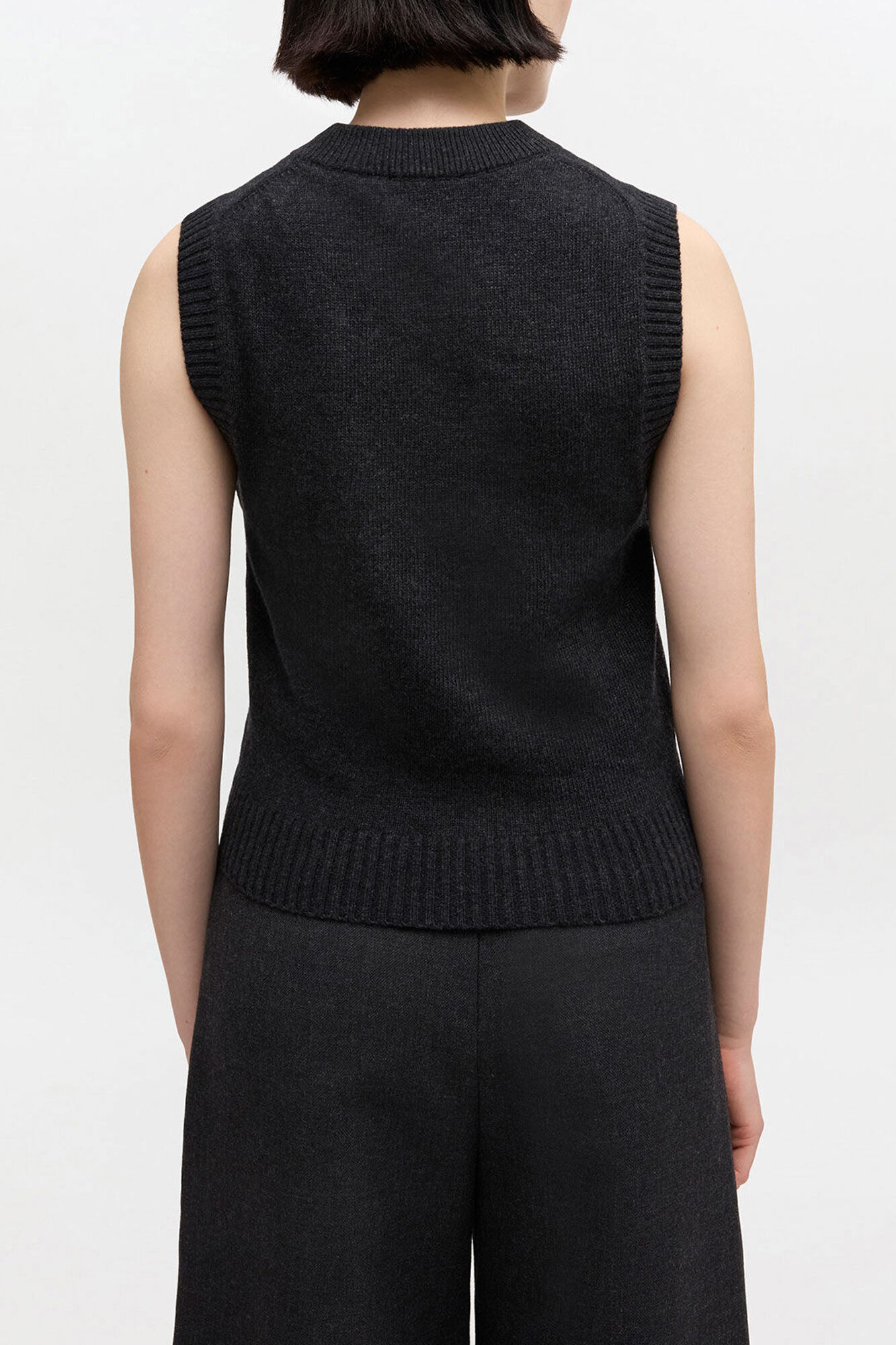 Graphic Wool Vest, Wool, in colour Black Sand - 3 - GANNI