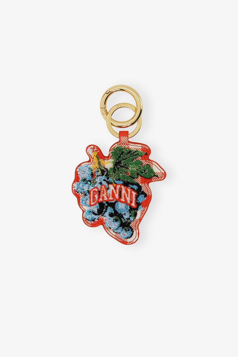 Grape Keyring, Recycled Leather, in colour Red Alert - 1 - GANNI