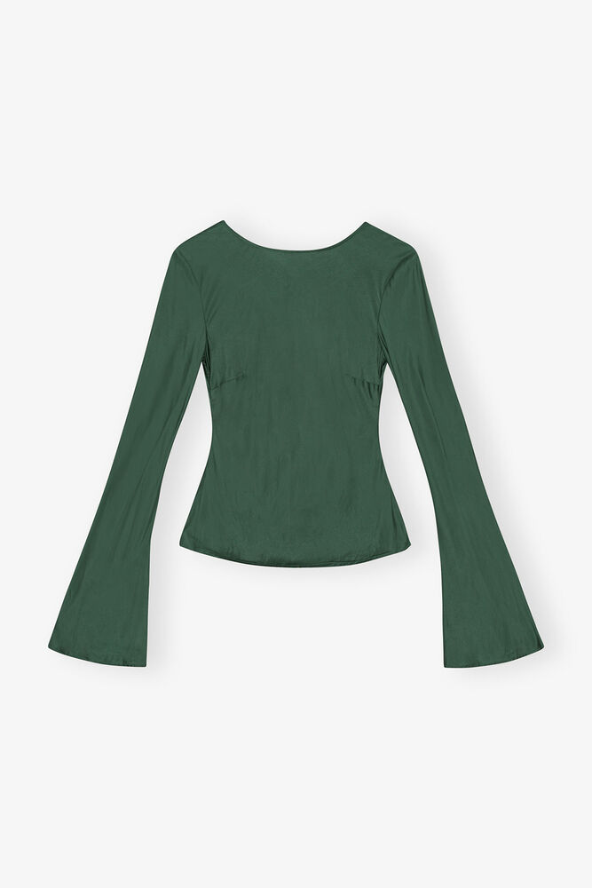Blouse en satin vert, Pineneedle
