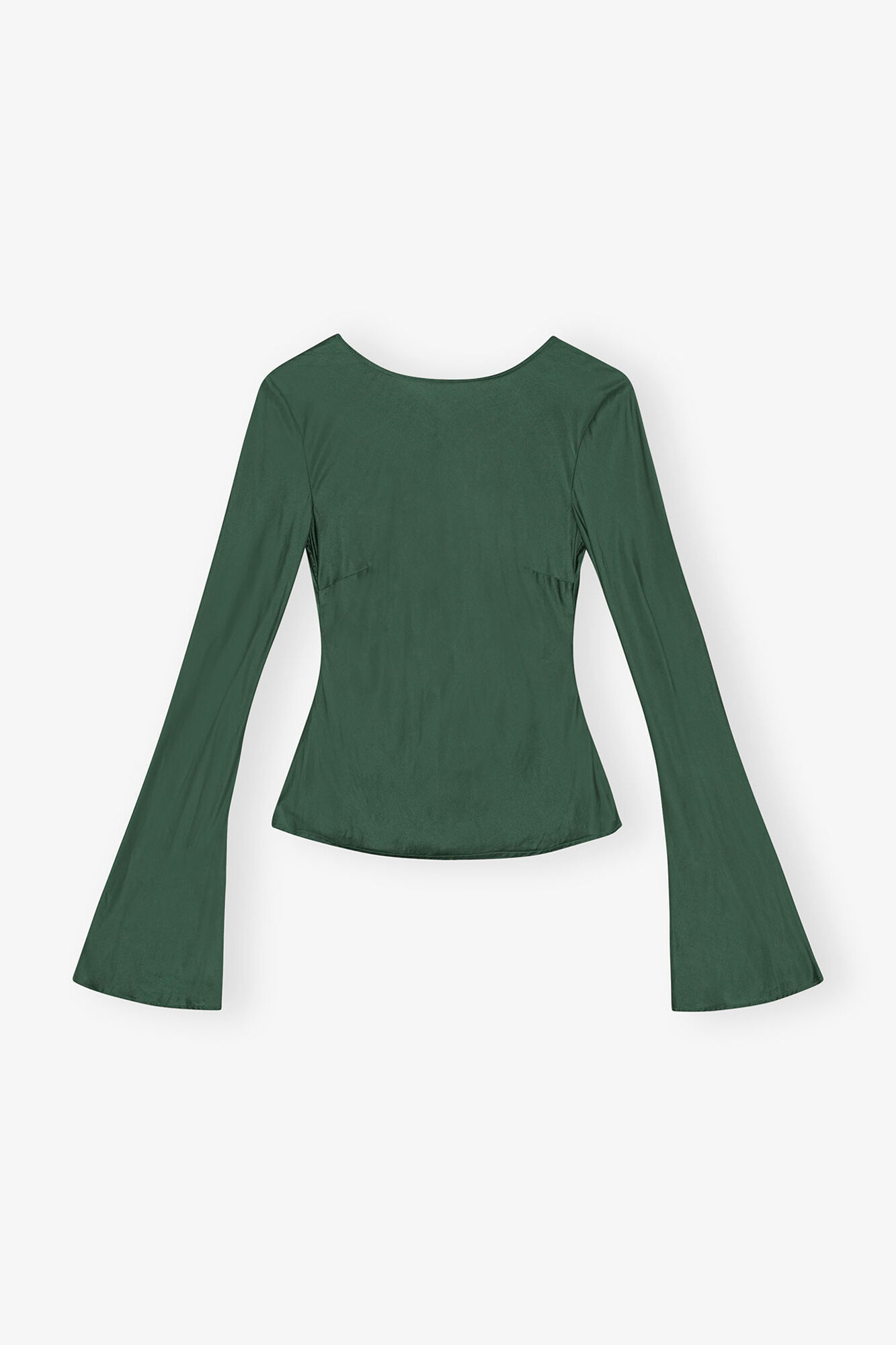 Blouse en satin vert, Viscose, in colour Pineneedle - 1 - GANNI