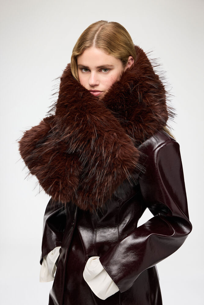 Stola in Alternative Fur, Chocolate Brown