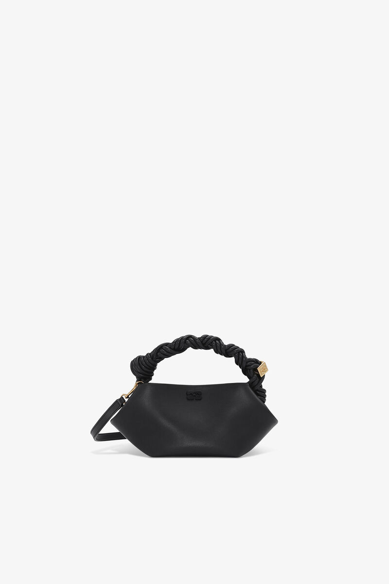 Mini Bou taske i sort, Recycled Leather, in colour Black - 1 - GANNI