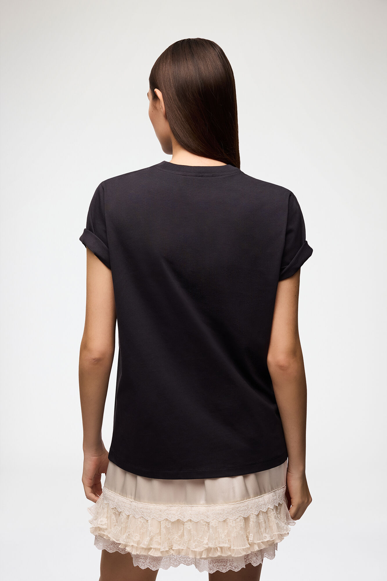 T-shirt with Mushroom Teddy, Organic Cotton, in colour Phantom - 3 - GANNI