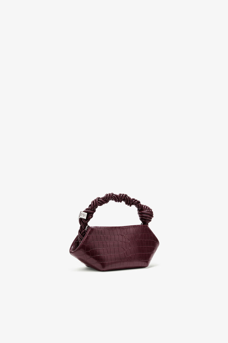 Mini-Bou-Tasche in Burgunder Kroko, Recycled Leather, in colour Burgundy - 2 - GANNI