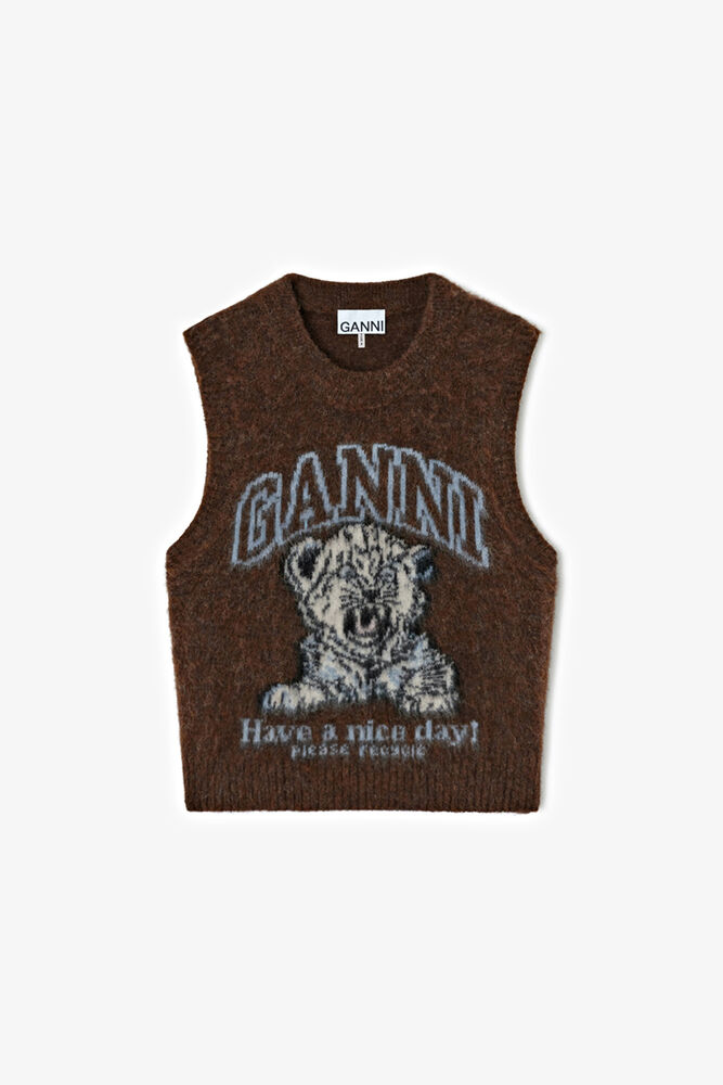 Vest with Tiger, Chicory Coffee