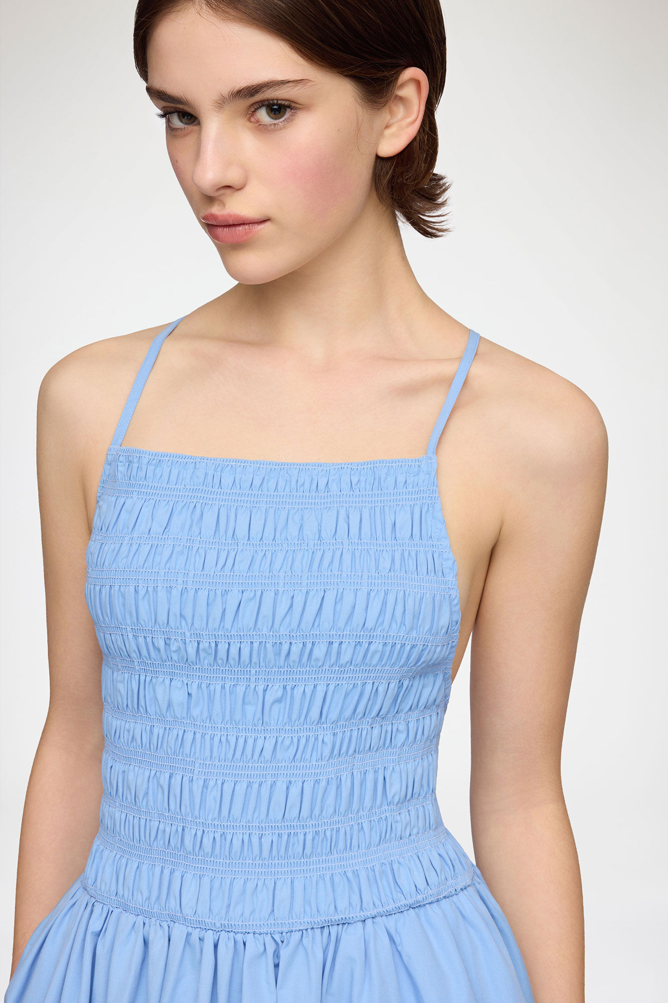 Dress in Blue Poplin, Organic Cotton, in colour Azurine - 3 - GANNI