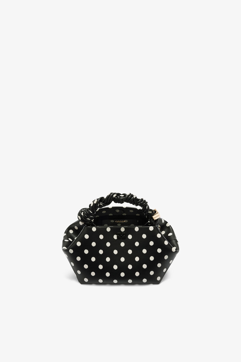 Small Bou Bag in Polka-Dot , Recycled Leather, in colour Black - 3 - GANNI