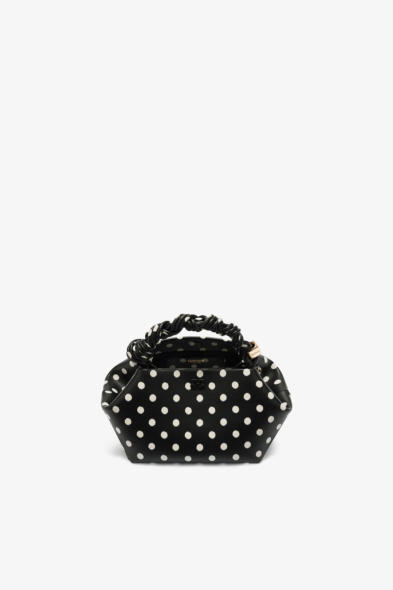 Small Bou Bag in Polka-Dot , Recycled Leather, in colour Black - 3 - GANNI
