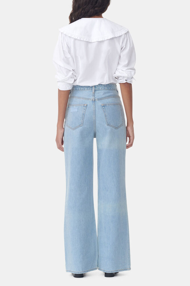 White Frill Collar Poplin Shirt, Bright White