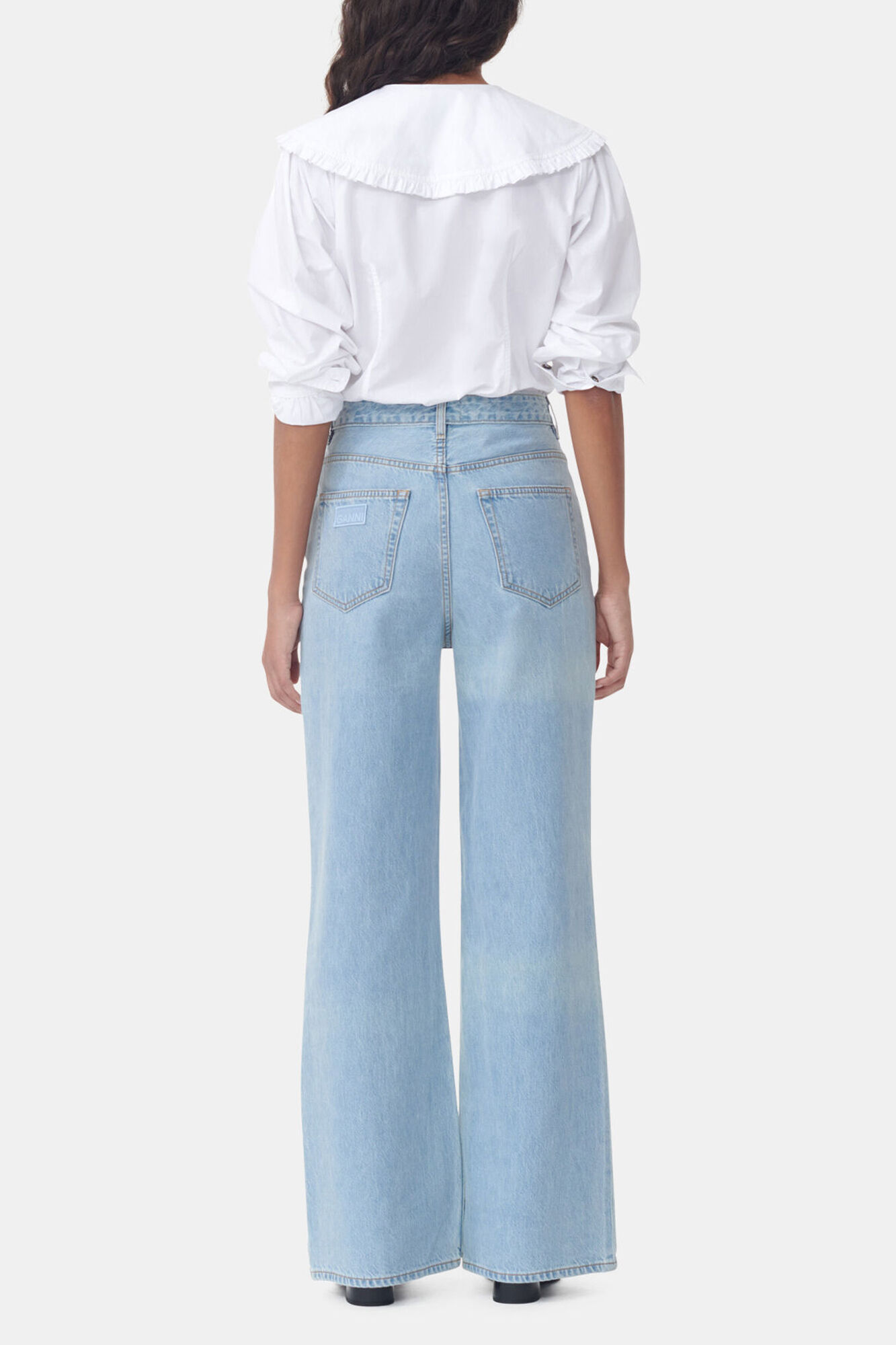 White Frill Collar Poplin Skjorte, Cotton, in colour Bright White - 4 - GANNI