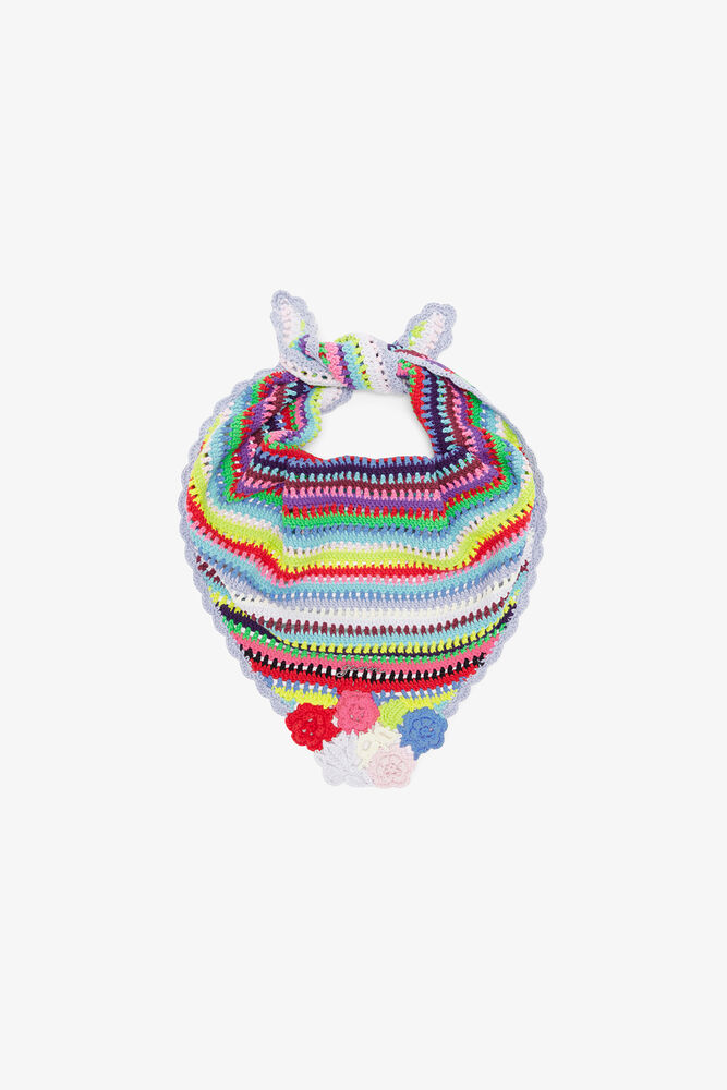 Scarf in Striped Crochet, Multicolour