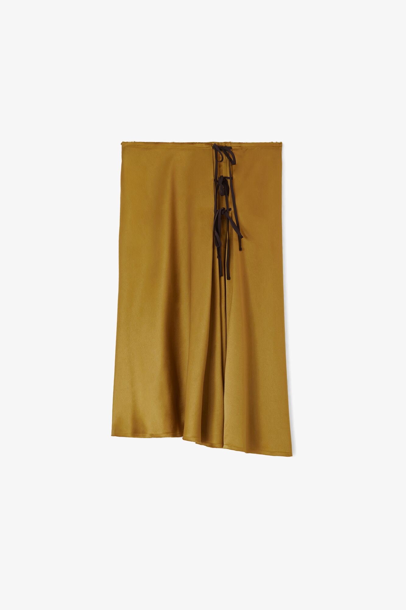 Skirt in Green Satin, Acetate, in colour Ecru Olive - 1 - GANNI