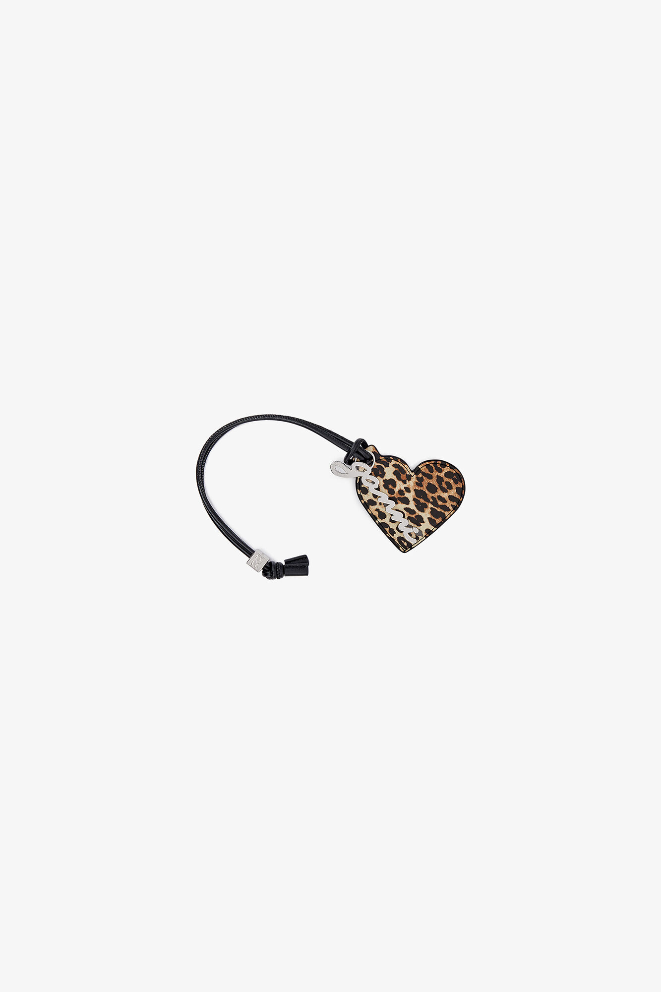 Bou Heart Mirror in Leopard, Recycled Leather, in colour Leopard - 1 - GANNI