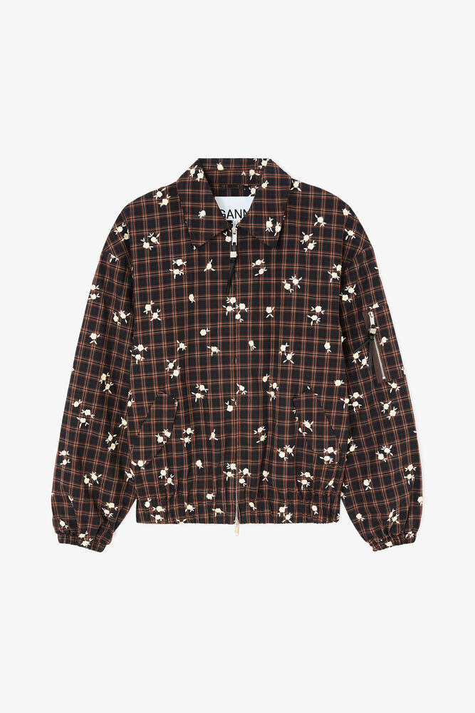 Bomber in Floral Check, Cappuccino