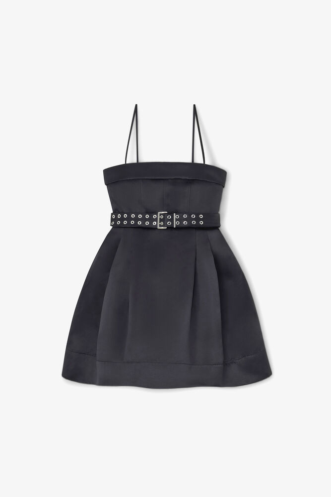 Kleid aus Satin in Schwarz, Black