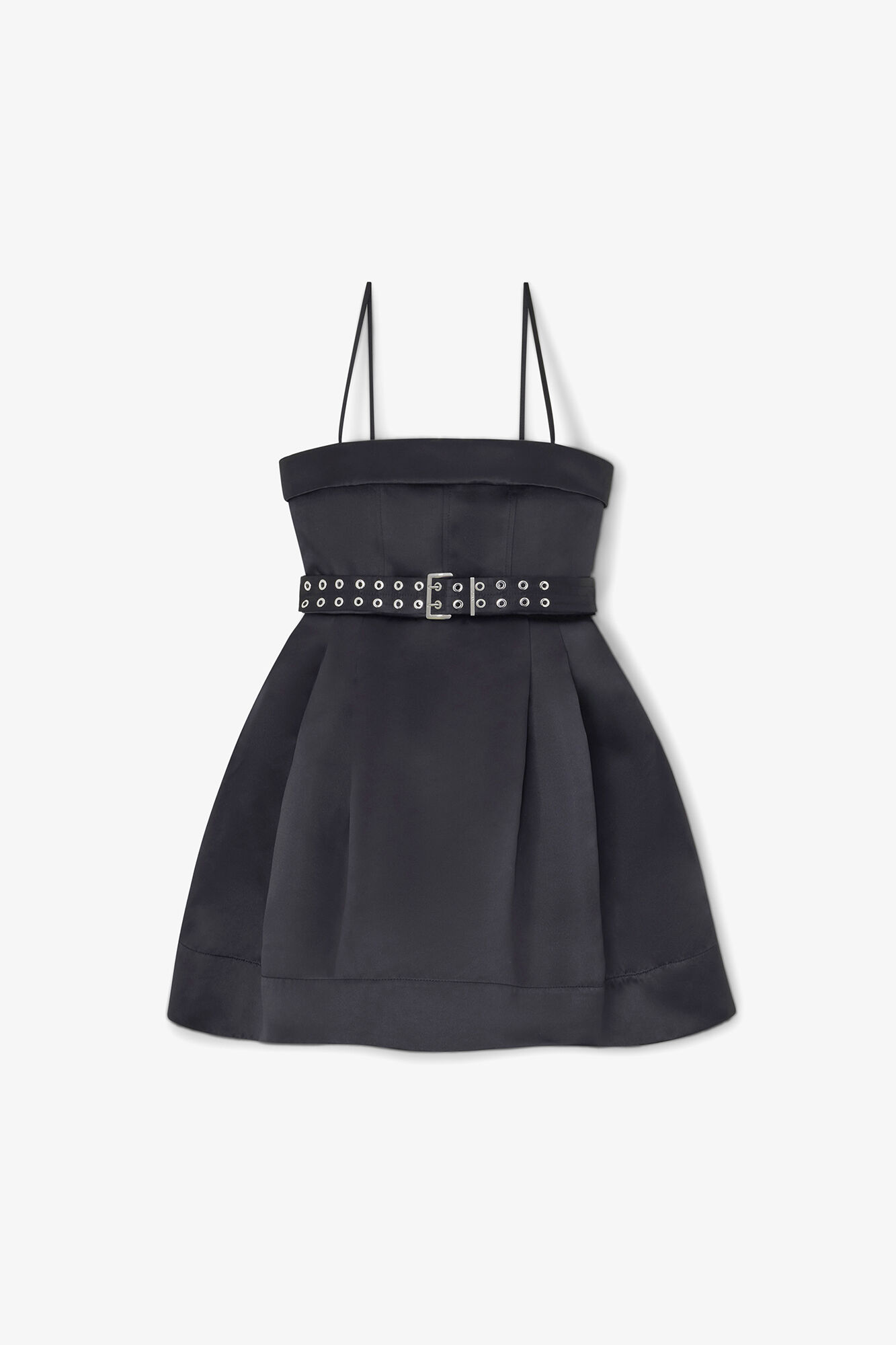 Dress in Black Satin, Recycled Polyester, in colour Black - 1 - GANNI