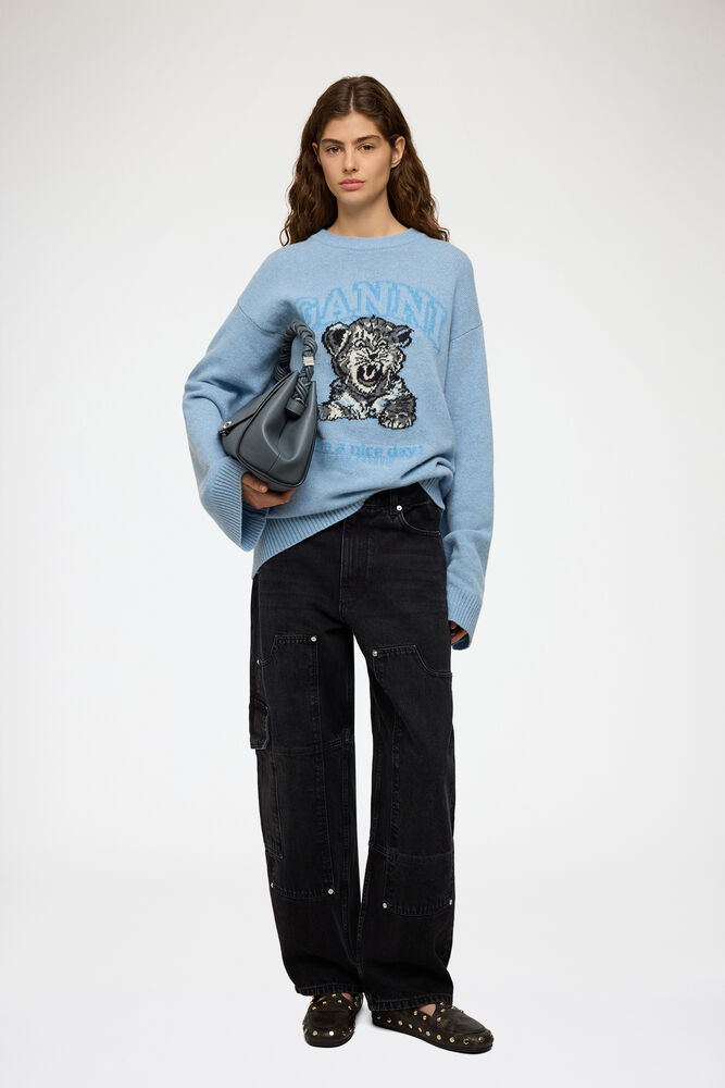 Oversized Jumper with Tiger, Baby Blue