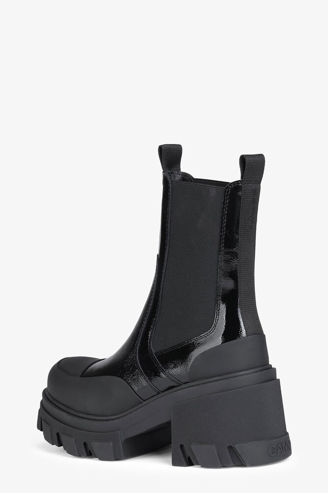 Black Calf Leather Chelsea Boots, Black